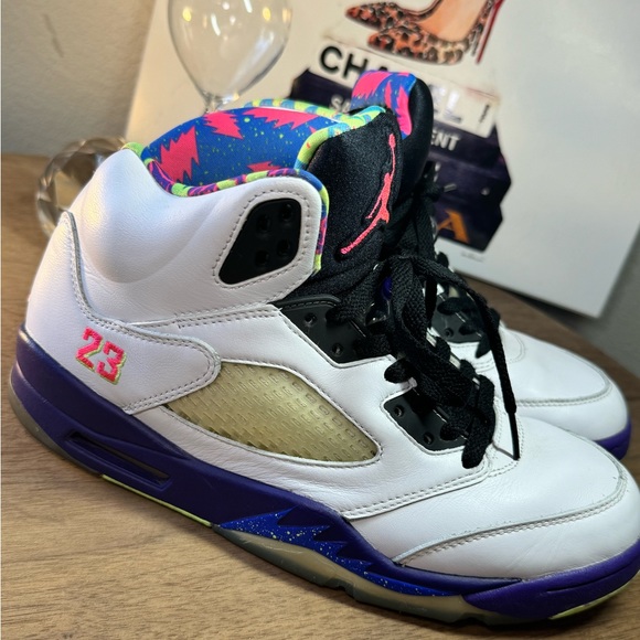 Jordan Retro 5 “Belair” size 10 white/black/green/pink - Picture 2 of 6